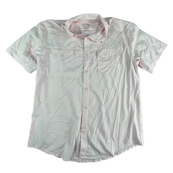 Huk Performance Fishing Shirt Mens Medium Pink Button Up Short Sleeve Pockets - Picture 1 of 6